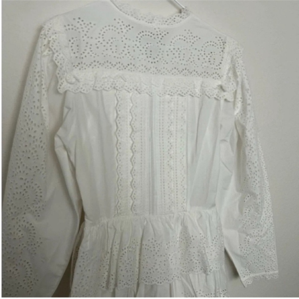 Ulla Johnson Aster Long Sleeve Tiered Ruffle Mini Dress White - Picture 6 of 12